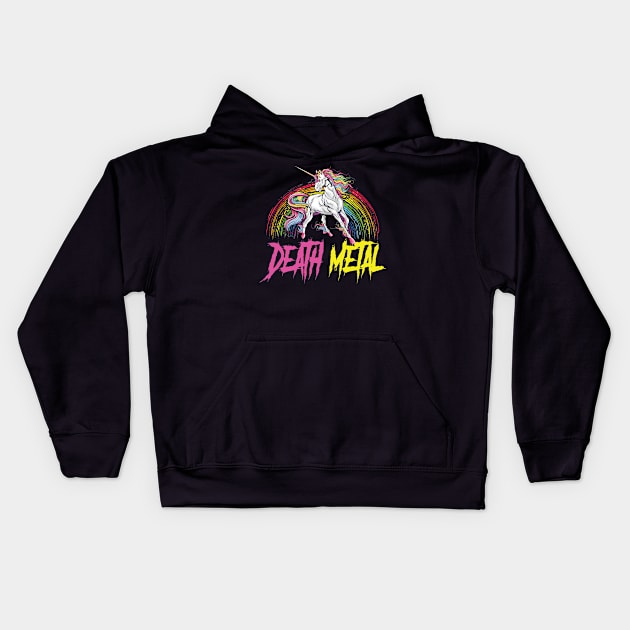 Death Metal Unicorn Kids Hoodie by Imutobi